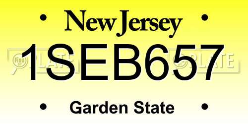 1SEB657 New Jersey License Plate