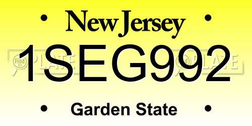 1SEG992 New Jersey License Plate