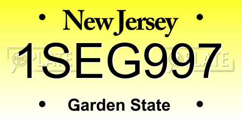 1SEG997 New Jersey License Plate