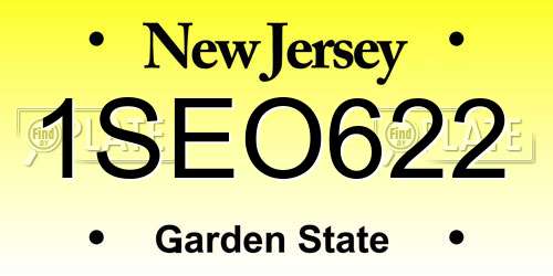 1SEO622 New Jersey License Plate