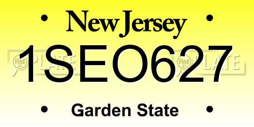 1SEO627 New Jersey License Plate