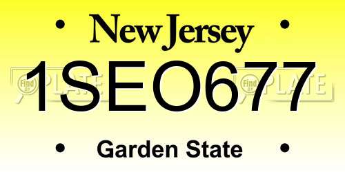 1SEO677 New Jersey License Plate