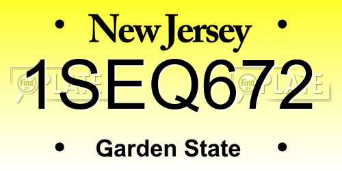 1SEQ672 New Jersey License Plate