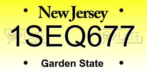 1SEQ677 New Jersey License Plate