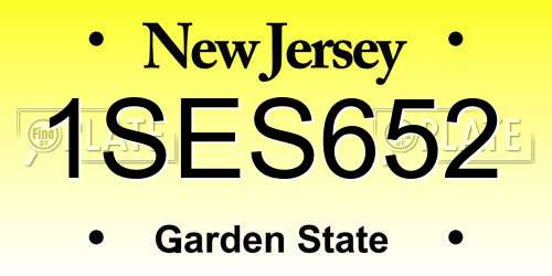 1SES652 New Jersey License Plate