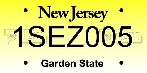 1SEZ005 New Jersey License Plate