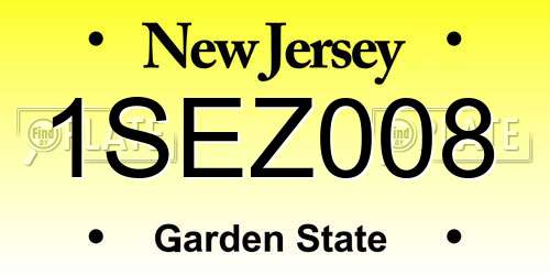 1SEZ008 New Jersey License Plate