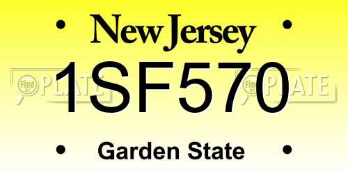 1SF570 New Jersey License Plate