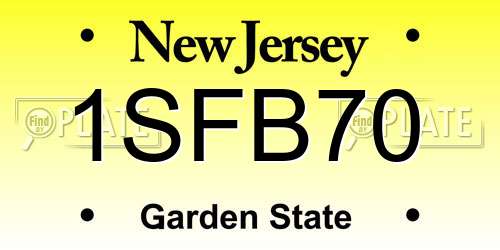 1SFB70 New Jersey License Plate