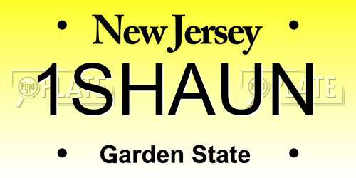 1SHAUN New Jersey License Plate