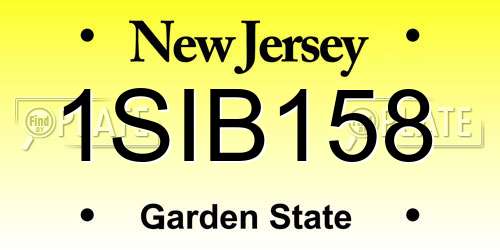 1SIB158 New Jersey License Plate