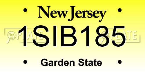 1SIB185 New Jersey License Plate