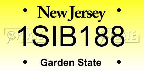 1SIB188 New Jersey License Plate