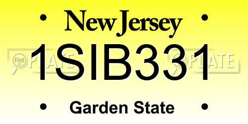 1SIB331 New Jersey License Plate