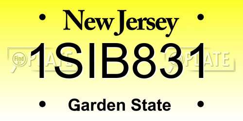 1SIB831 New Jersey License Plate
