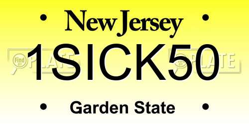1SICK50 New Jersey License Plate