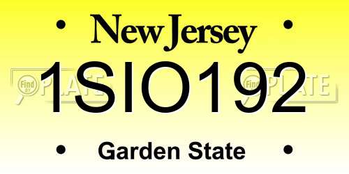 1SIO192 New Jersey License Plate
