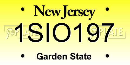 1SIO197 New Jersey License Plate