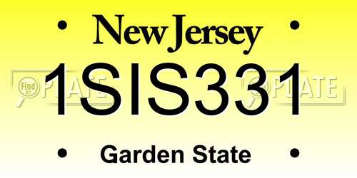 1SIS331 New Jersey License Plate