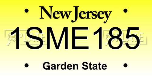1SME185 New Jersey License Plate