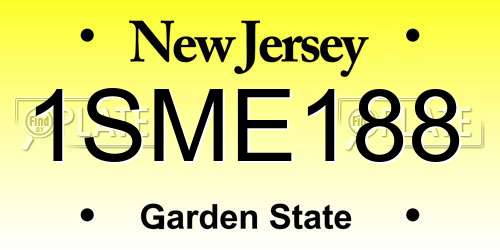 1SME188 New Jersey License Plate