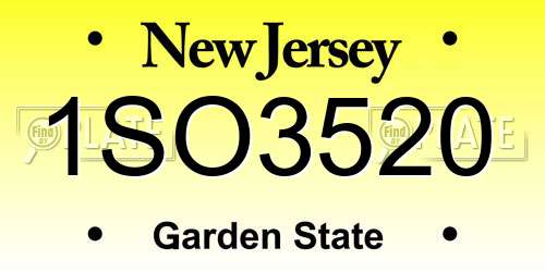 1SO3520 New Jersey License Plate