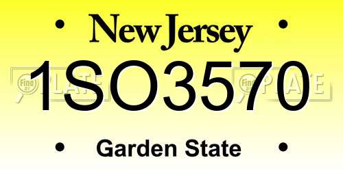 1SO3570 New Jersey License Plate
