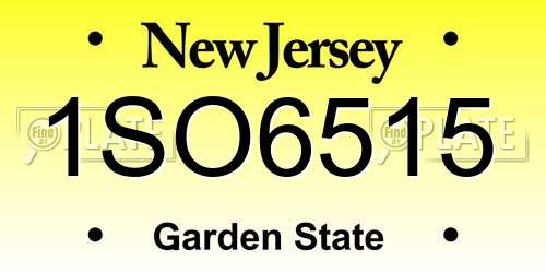 1SO6515 New Jersey License Plate