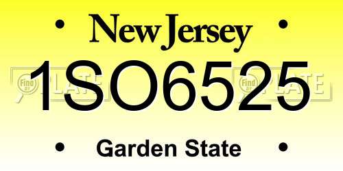 1SO6525 New Jersey License Plate