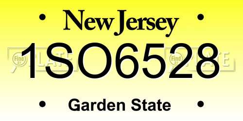 1SO6528 New Jersey License Plate
