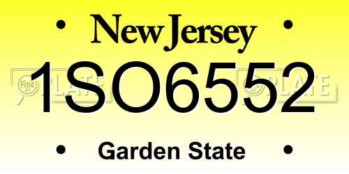 1SO6552 New Jersey License Plate