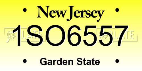 1SO6557 New Jersey License Plate