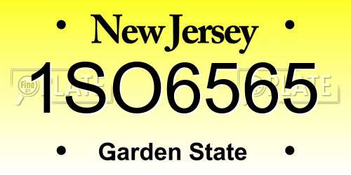 1SO6565 New Jersey License Plate
