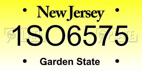 1SO6575 New Jersey License Plate