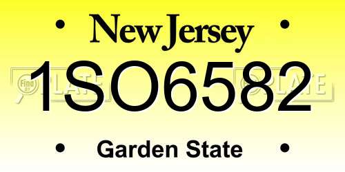 1SO6582 New Jersey License Plate