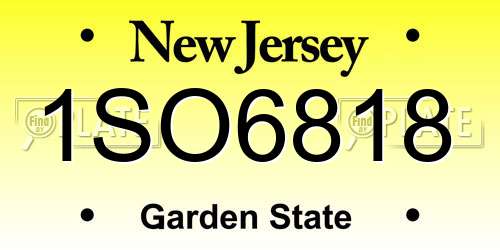 1SO6818 New Jersey License Plate