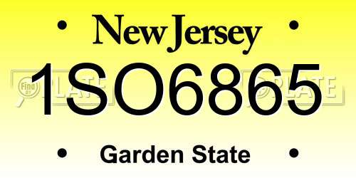 1SO6865 New Jersey License Plate