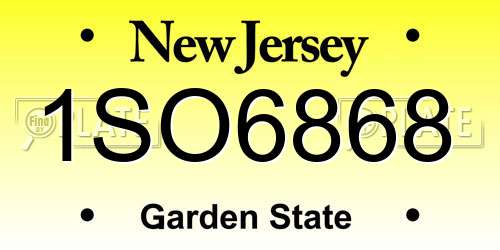 1SO6868 New Jersey License Plate