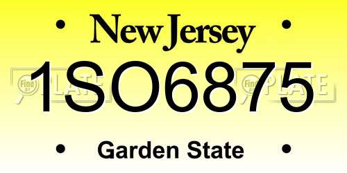 1SO6875 New Jersey License Plate