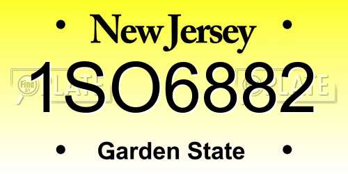 1SO6882 New Jersey License Plate