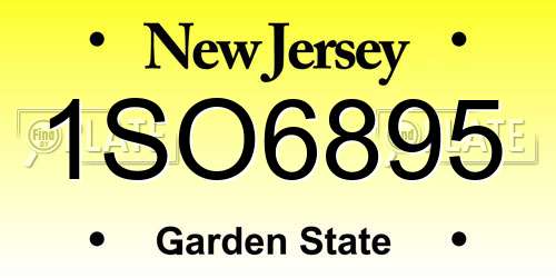1SO6895 New Jersey License Plate