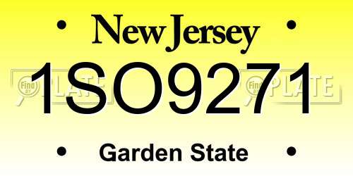 1SO9271 New Jersey License Plate