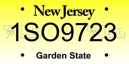 1SO9723 New Jersey License Plate