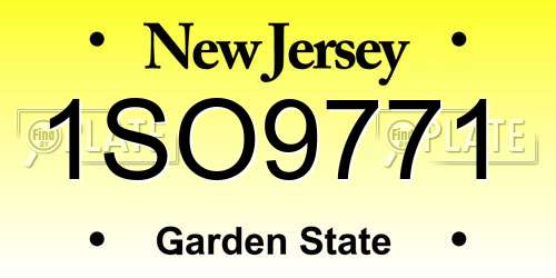 1SO9771 New Jersey License Plate