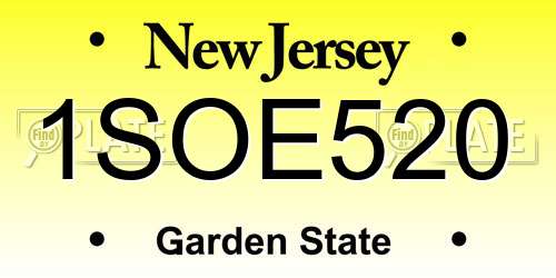 1SOE520 New Jersey License Plate