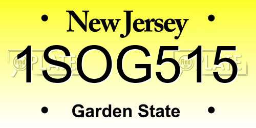 1SOG515 New Jersey License Plate