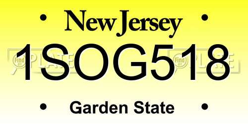 1SOG518 New Jersey License Plate