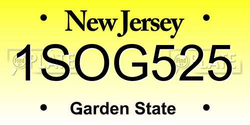 1SOG525 New Jersey License Plate
