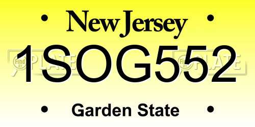 1SOG552 New Jersey License Plate