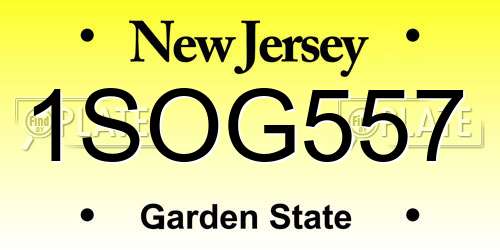 1SOG557 New Jersey License Plate